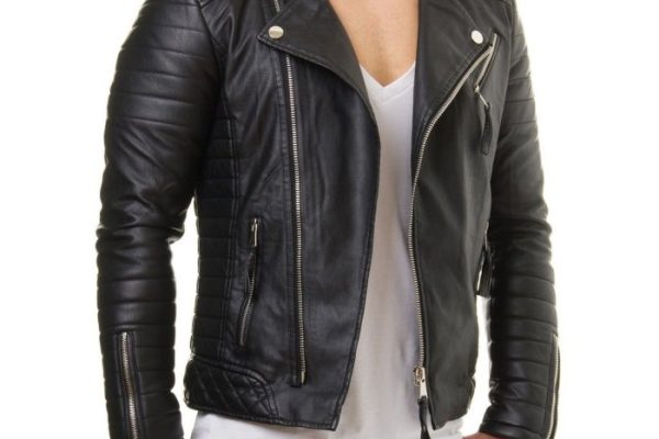 Leather biker jacket mens fashion